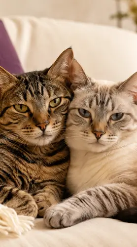 Dois gatos descansando juntos